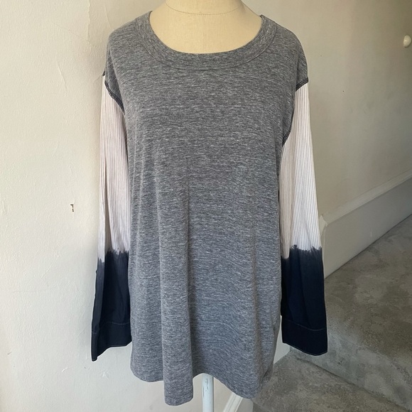 NSF Rocco Color Block Ombré Pinstripe Sleeve Long Sleeve T-Shirt Size Medium - Picture 1 of 7